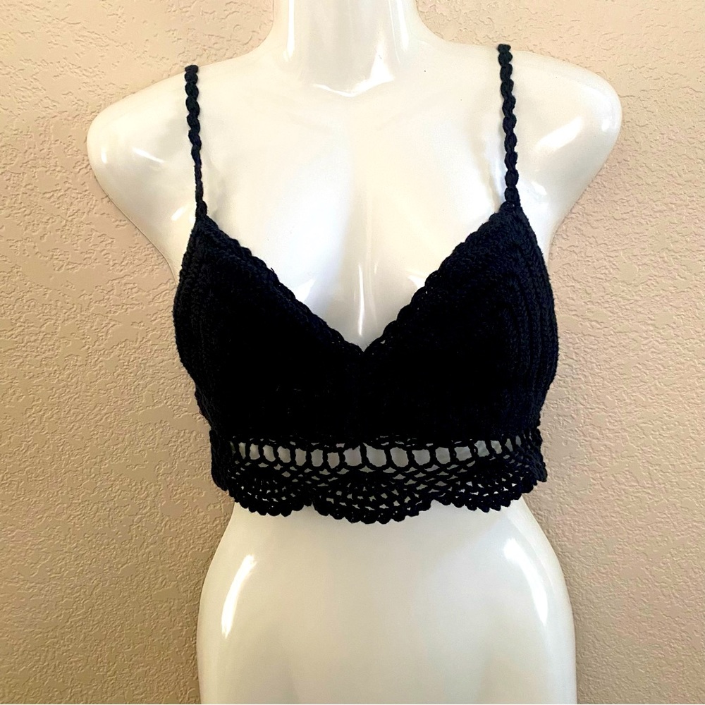 Honey Punch Black Crocheted Bralette (S)